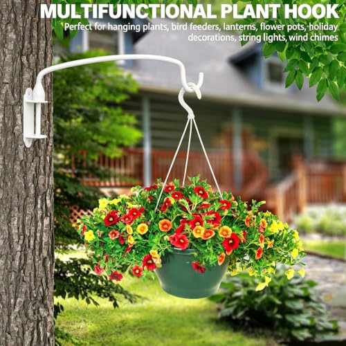 Plant Hook,12 Inch Plant Hanger Bracket Heavy Duty Wall Mounted Hooks for Hanging Bird Feeder, Flower Bracket, Anti Rust Metal Lanterns - color: White, size: 12in 1Pack