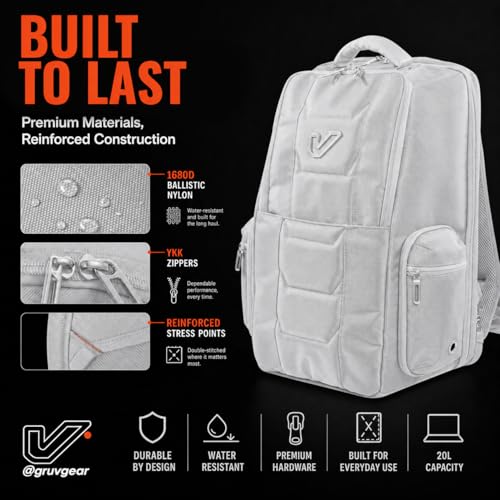 Gruv Gear Travel Laptop Backpack, 20L Silver Tech Backpack with Modular Storage Shelves, Dual Access Pockets & TSA-Friendly Design, Compact Carry-On Backpack for Work, Travel & Everyday Carry - color: Silver/Blue