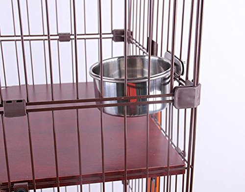 Pet Dog Stainless Steel Coop Cups with Clamp Holder - Detached Dog Cat Cage Kennel Hanging Bowl,Metal Food Water Feeder for Small Animal Ferret Rabbit (Medium) - size: Medium