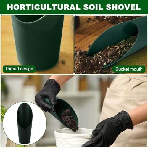 Garden Soil Scoop, 2-in-1 Multi-Function Plastic Spoon Soil Shovel Wear Resistant Digging Tool Cultivation Potting Scoop with Mini Scoop for Digging Up or Transporting