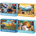 Jeacirio Kids Puzzles Ages 5-8 - Wild Animals Puzzles 100 Piece Jigsaw Puzzles for Kids Ages 4-6 Toddler Puzzle, World of Animals Collection Puzzles Gift Educational Toys for Boys and Girls 4-Pack - style: World of Animals