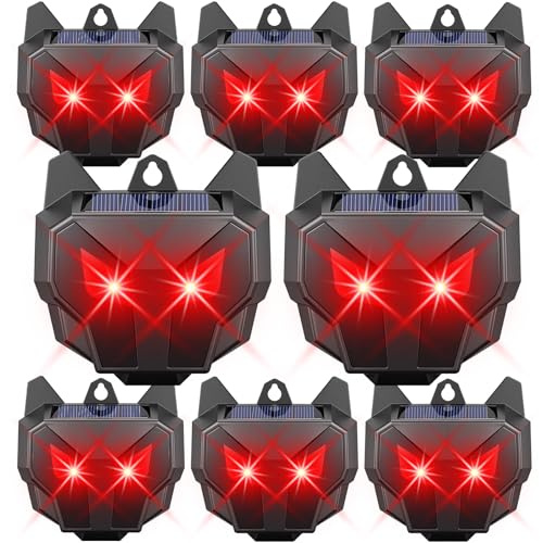 8 Pcs Solar Predator Light Nocturnal Animal Repeller Outdoor Coyote Deterrent Devices Light Sensor Animal Repellent for Chicken Coop Skunk Deer Fox Raccoon Cat Garden Yard Farm
