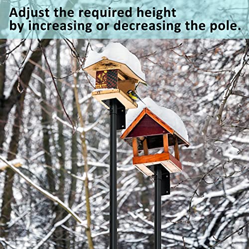 ERYTLLY Bird House Pole Mount Kit 96 Inch - Adjustable Hummingbird Bird Feeder Post Support Rod Universal Stand Set with 5 Prongs for Outdoor, Yard, Garden Decor, Black - size: 96 in with Mount Kit