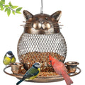 Bird Feeders for Outdoors Hanging, Heavy Duty Cute Cat Bird Feeder | Metal Wild Bird Feeder Equipped with Water Feeding Cups, Finch Sparrow Birdfeeder for Garden Yard Lawn Decor