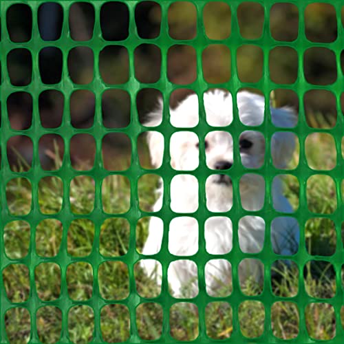 Ashman Plastic Mesh Fence, 4'x50' Feet, 1 Roll, Green, Construction Barrier Netting, Garden Fencing, Fences Wrap, Above Ground, for Snow, Poultry, Chicken, Deer, Patio, Garden Netting, Green 50FT. - color: Green, size: 50 FT