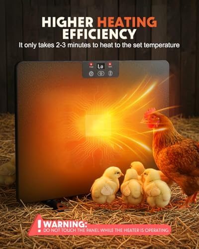 2026 Upgraded Chicken Coop Heater, 200W Chick Brooder Heating Plate with 5 Timing Function & 3 Adjustable Temp, Chicken Brooder Heater with Overheat Protection, UL-Compliant (Dark Black)