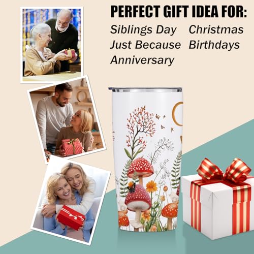 Jztco Mushroom Gifts 20 oz Tumbler, Butterfly Stainless Steel Insulated | Mushrooms Themed Insulated Travel Coffee Mugs Water Bottle, Mushroom Lover Gifts for Women Girls Mom Christmas Birthday Gifts - color: Multi 1351