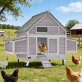 Aivituvin Chicken Coop with Wheels Large Poultry House with Two Nesting Boxes Outdoor Wooden Hen cage - size: 67.0"L x 39.8"W x 49.5"H