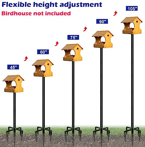 105 Inch Bird Feeder Pole Kit, Heavy Duty Bird House Pole Set with 5-Forked Base, Adjustable Universal Mounting Post Kit for Outdoors, Matte Black, 1 Pack - size: Insert Ground 1pack