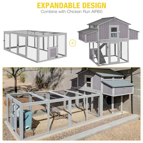 Aivituvin Chicken Coop Double Folding Fir Wood Chicken House with Large Nesting Box Poultry Cage Upgrade with Strong Iron Frame, Durable & Waterproof for 4-6 Hens Duck Coop - size: AIR66