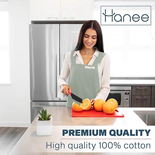 Cotton Aprons for Women and Men | Cross-Back Apron with Pockets - color: Light Green
