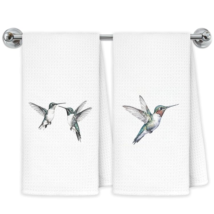 Hummingbirds Kitchen Towels, Hummingbird Gifts for Women Hand Towels for Bathroom Kitchen, Gifts for Bird Lovers Decorative Dish Towels Drying Cloth, 16x24 Inch Set of 2 - color: Bird Towels-c