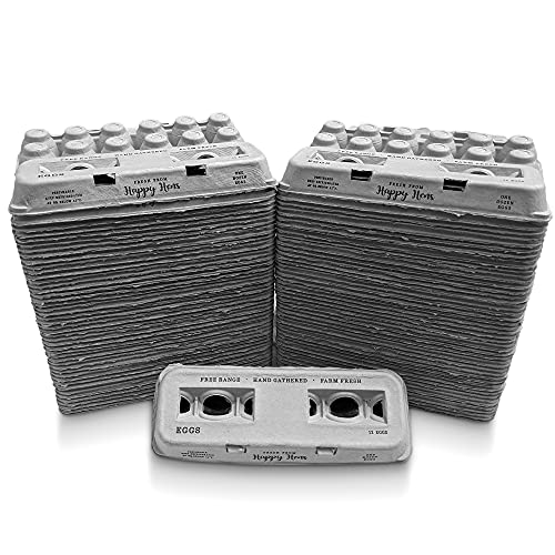 Egg Cartons- Adorable Printed Design for Farm Fresh Eggs, Recycled Paper Cardboard, Sturdy & Reusable, Holds up to XL Chicken Eggs (Blank Stamping, 90) - color: Blank Stamping, size: 90