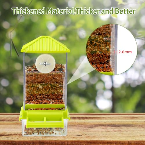 Rypet No-Mess Automatic Bird Feeder for Cage, Parrot Cage Accessories | Transparent Acrylic Food Dispenser, Helps Reduce Seed Scatter, for Parakeet Cockatiel Parrot Canary - color: Transparent A80 Green