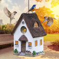 Bird House for Outside, Resting Place for Birds, White Hanging Natural Bird Nest, Bluebird House Handcrafted Hut-White - color: A-White Bird House
