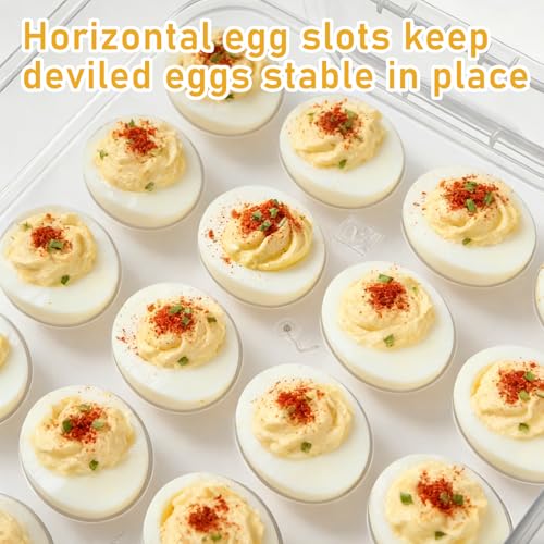 3-Layer Deviled Egg Container with Lid and Handle, Clear Plastic Deviled Egg Carrier Storage 72 Eggs, Portable Stackable Eggs Holder Platter for Easter, Thanksgiving Day, Party, Picnic