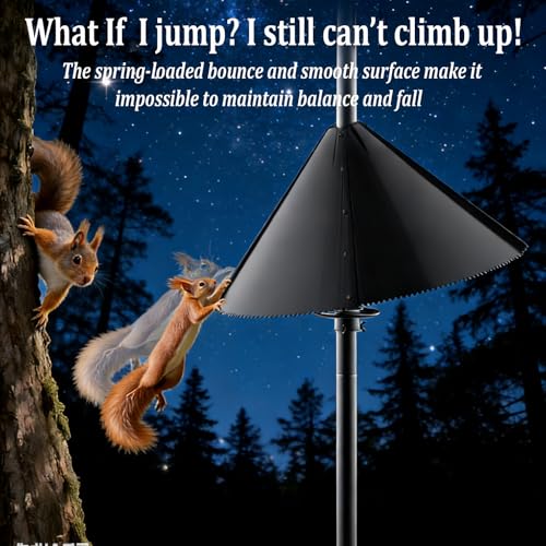 2 Pcs Squirrel Baffle for Bird Feeder Pole,Slinky-Loaded Wobble Defense | Outdoor Squirrel Proof Bird Feeders, Bird House Guard for Shepherd’s Hook, Rust Chew Proof Heavy Duty,19 Inch,Metal Buckle