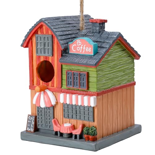 Yinns Bird House for Outdoor, Decorative Store Bird Houses for Garden Decor | BirdHouse for Outside Nesting, Decorative Coffee Store House WaterProof Bird Houses for Yard Garden Decor - color: Colorful Coffee house