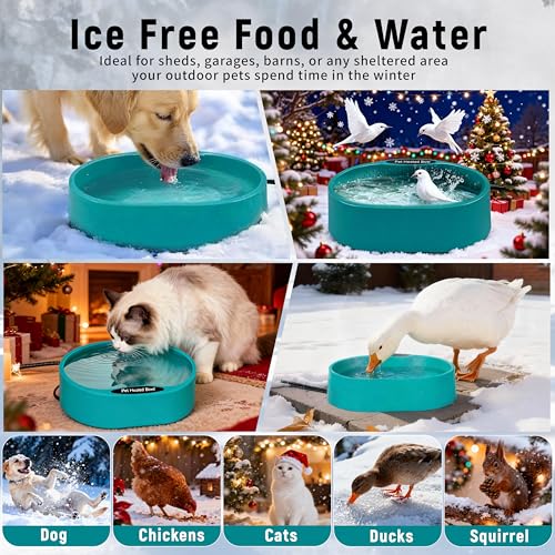 Heated Chicken Waterer, 125OZ Large Capacity Heated Water Bowl for Chickens Coop Dogs Cats Duck Rabbit, Outdoor Freeze Proof Poultry Waterer in Winter with Thermostatic Control