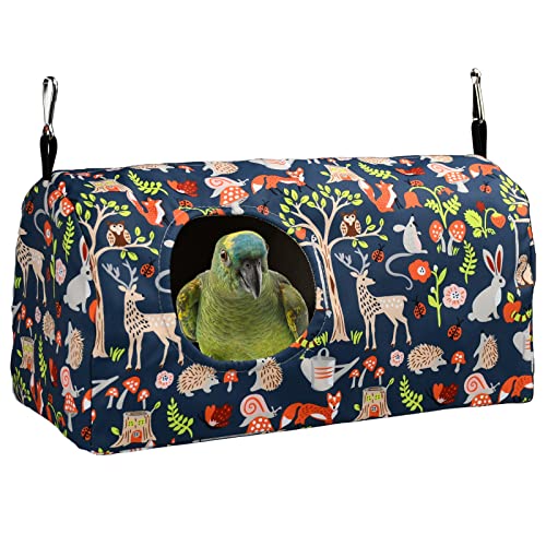 ShuRung Parrot Cockatiel Warm House Bird Nest Bed Winter Hanging Hammock Birds Sleeping Bed Parrot Hideway Bed Polyester Fabric for Parrot Parakeet Cockatiels Budgies Lovebird African Grey (L) - size: L