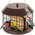 Gbekery Caged Suet Bird Feeder for Outdoors Hanging, Squirrel Proof Double Suet Feeder for Small Birds, Metal Cage with Detachable Hook, Large Space, Outdoors Weatherproof, Brown - style: Brown Suet Cage