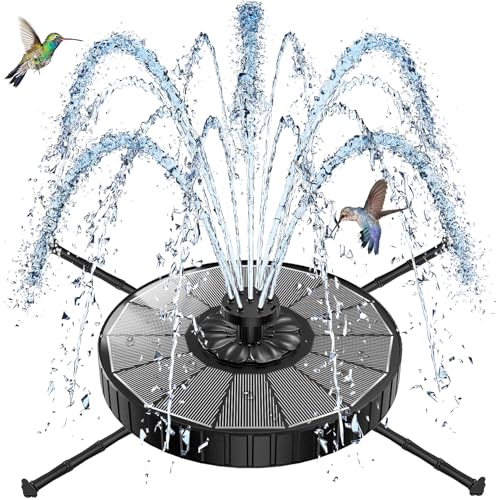 SZMP Solar Fountain with 3 Spray Height, 3.5W Glass Solar Bird Bath Fountain with 4 Adjustable Fixed Rods, and 7 Nozzles, Outdoor Solar Water Fountain Pump for Bird Bath, Garden, Pool, Pond - color: Black