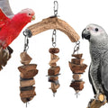 DBNESS Bird Parrot Toys, Hanging Medium Large Birds Wooden Chew Blocks with Stainless Steel Natural Chewing Cage Bite Toy for Juvenile Macaws African Greys Cokatoos Amazon Parrots - style: Triple String
