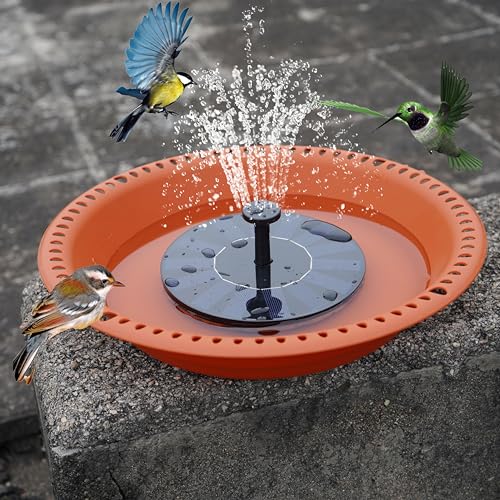 OVZILKI Bird Baths for Outdoors Heavy Duty, 16 inch BirdBath Bowl Only with Rust-Proof Black Chains, Hanging Bird Bath Hanging Bird-Feeder for Garden Backyard Decor (Terracotta 1 Pack) - color: Terracotta, size: 16in 1pack