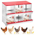 Chicken Nesting Box, 2-Tier 6 Compartments Metal Poultry Nest Box, Hen Laying Box, with Perch & Ventilation Holes, for Backyard Chicken Coops Home Poultry Raising - size: 37.8"L x 18.9"W x 28.0"H