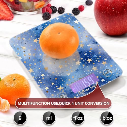 Food Scale Kitchen Scale Food Weight Scales Digital Weight Grams and Ounces Small Electronic Food Scale for Baking Cooking Blue Romantic Golden Stars - color: Blue Romantic Golden Stars