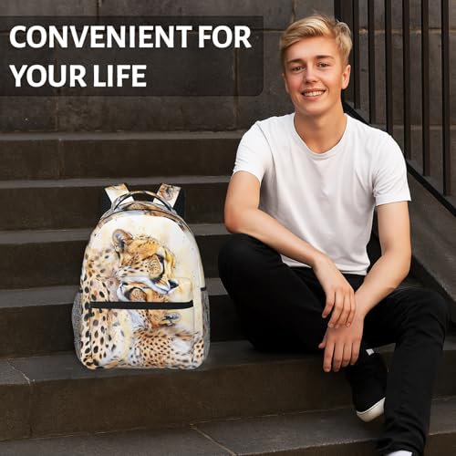 Gentle Cheetah Family Backpack for Women Girls School Laptop College Wildlife Big Cat Backpacks for Gifts Travel Hiking Work Camping, Polyester Lightweight Bookbag Back Pack - color: Cheetah17