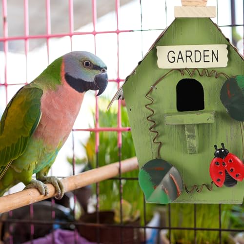 Hanging Bird House Wooden Bird Shelter for Outdoor Decor Small House for Balcony Garden Porch Houses for Outside Hanging 8.66 X 5.90 X 4.33 in