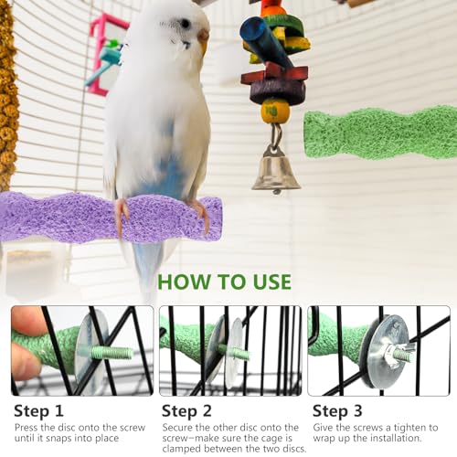 3-Piece Bird Beak Grinding Stone, Resin Parrot Perch for Cage, 5.7-Inch Nail Trimmer and Claws Grinding Stick for Parakeets, Cockatiels, Hamsters, and Chinchillas
