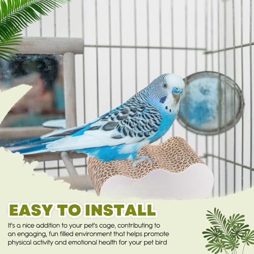 CroBlissful 2-Piece Bird Platforms for Macaws, Small Parakeets, Conures, Budgies; Brown Corrugated Paper; Bird Perch, Chew Toy, & Playground - size: Small
