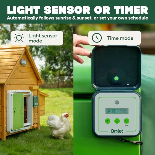 Omlet Smart Automatic Chicken Coop Door Opener | WiFi & App Control | Light Sensor or Timer | Built-In Safety Sensors | Weatherproof | Battery or Plug-In Power | Alexa & Google Home Compatible | Green - color: Smart Green