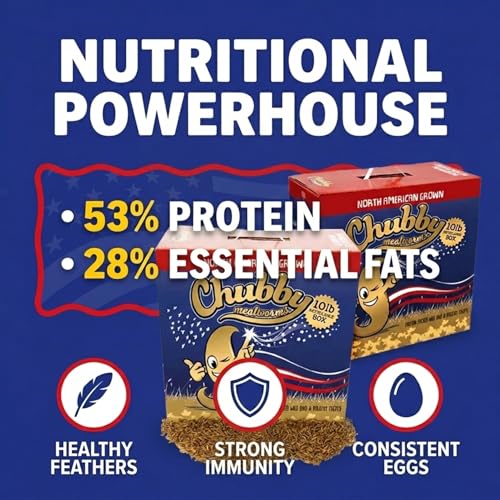 Chubby North American Grown Dried Mealworms | 30 lbs | Non-GMO High-Protein Treats for Chickens, Ducks & Wild Birds – Sustainable Chicken Feed - size: 30 Pound (Pack of 3)