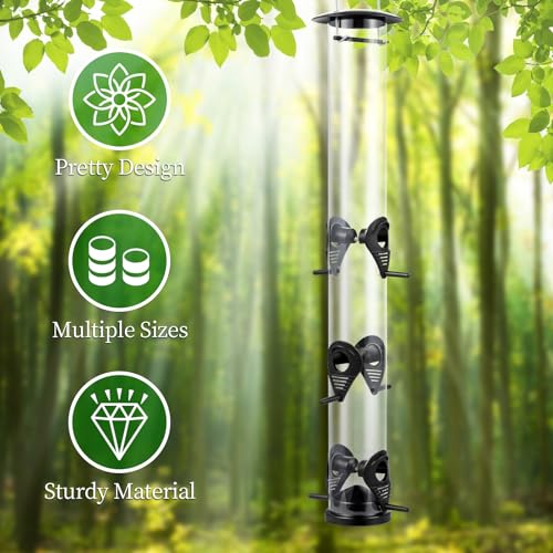 Backyard Expressions Tall Tube Bird Feeder - Durable Hanging Wild Bird Feeder for Wild Birds - 16" Tall, 4-Port Design - size: 16 In.