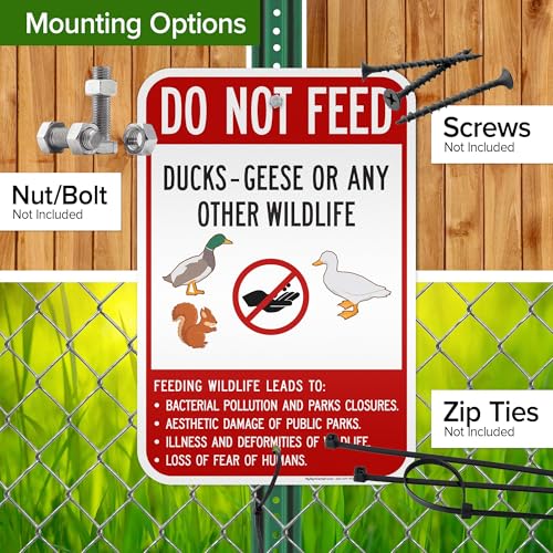 Do Not Feed Ducks Geese Or Any Other Wildlife Sign Sign, 12x18 Inches, 3M EGP Reflective .063 Aluminum, Fade Resistant, Made in USA by My Sign Center - size: 12x18 Reflective Aluminum