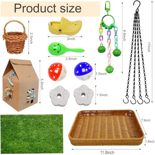 Natural Bird Toy Foraging Parrot Shredding Toys Box Conure Chewing Toys for Cockatiel Lovebird Parakeet Budgie Small-Medium Birds