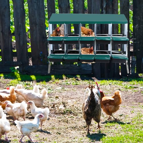 Chicken Nesting Box,8 Compartment Roll Away Nesting Box for Laying Eggs,Wall Mount Chicken Nesting Boxes,Easy Egg Collection,Cleanable Pull Out Hen Roosting Boxes 8 Hole - color: green, size: 8 holes