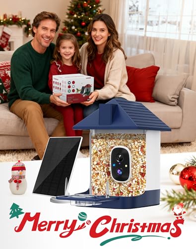 Smart Bird Feeder with Camera,5200mAh Battery with Solar Panel,4K Native Resolution Live View,AI Species Identification,Auto Capture & Instant Arrival Alert, Ideal Gift for Bird Lovers -Blue - color: Blue