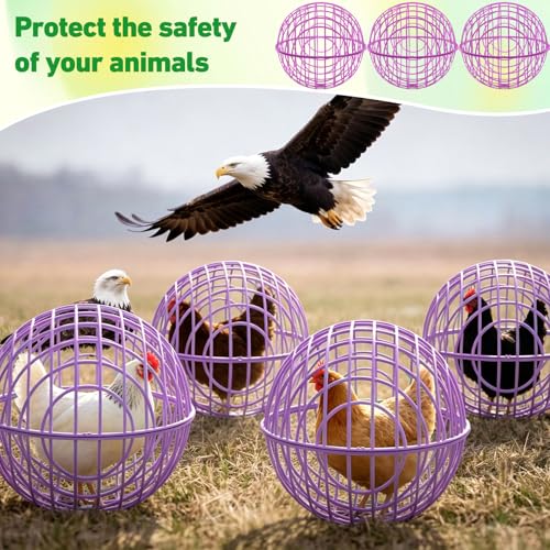 Leinuosen 4 Pack Chicken Ball Cage Movable Mesh Rabbit Coops Plastic Detachable Rolling Safety Hutch Prevents Dog Bites Horse Trampling for Bird Duck Outdoor(Purple) - color: Purple