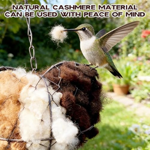 Handmade Alpaca Fiber Bird Nesting Heart-Refillable Material Holder (Brown) | for Wild Birds and Hummingbirds,Refillable Fowl Home Garden Yard