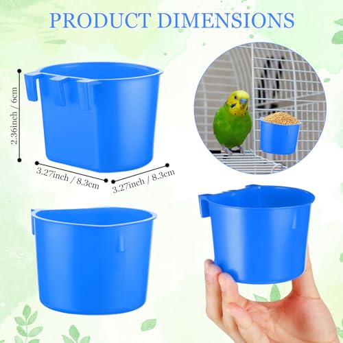 120 Pcs Cage Cups Chicken Feeder Cups 8 oz Plastic Hanging Birds Feeders and Waterers Bowl Feeding Bucket for Pigeon Poultry Parrot Rooster Rabbit Duck Supplies(Blue) - color: Blue