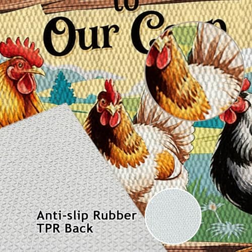 Farmhouse Kitchen Rugs Set of 3, Non Slip Washable Durable Stain Resistant Floor Mat Set,Welcome to Our Coop Pattern Warm Home Decoration,Rooster Welcome Kitchen Runner Rug 16"X24"+20"X32"+20"X47" - color: Multicolour-welcome to Our Coop