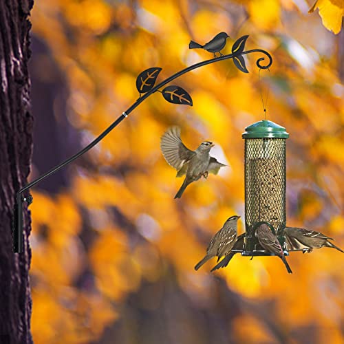 MorTime Extended Reach Wall Mounted Deck Hook, 26.5 Inches Multidirectional Heavy Duty Metal Bird Wall Bracket Wall Mounted Pole for Outdoor Lanterns Wind Chimes Bird Feeders