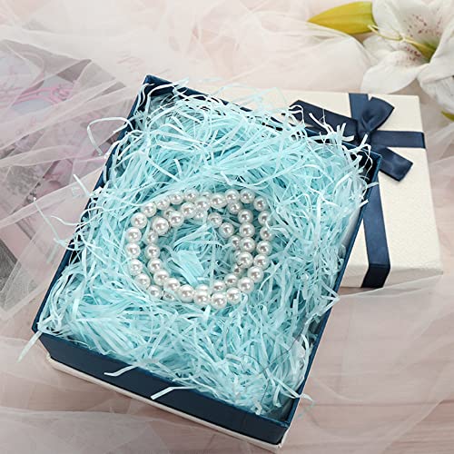PEVOGON Blue Easter Grass Filler Paper Shreds for Easter Basket Gift Packaging Filling Egg Stuffer Party Supplies Decoration, 200G - color: Blue