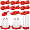 12 Pcs Chick Waterer and Feeder Kit 12-Hole Flip-top Chicken Feeders 1 L Chicken Water Dispenser 1.5 L Hanging Waterer & Feed Scoop Chick Starter Kit for Poultry Brooder