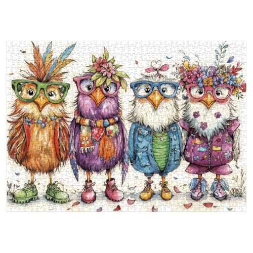 Colorful Chicken Puzzles for Adults 1000 Pieces, Funny Pretty Bird Jigsaw Puzzles, Cute Animal Art Puzzles - color: Stylish Chicks