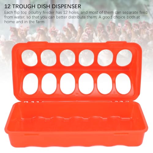 10 Set Flip Top Poultry Feeder, Flip Top Chick Feeder Plastic Quail Small Poultry Feeding Tray 12 Trough Dish Dispenser for Chicken Duck